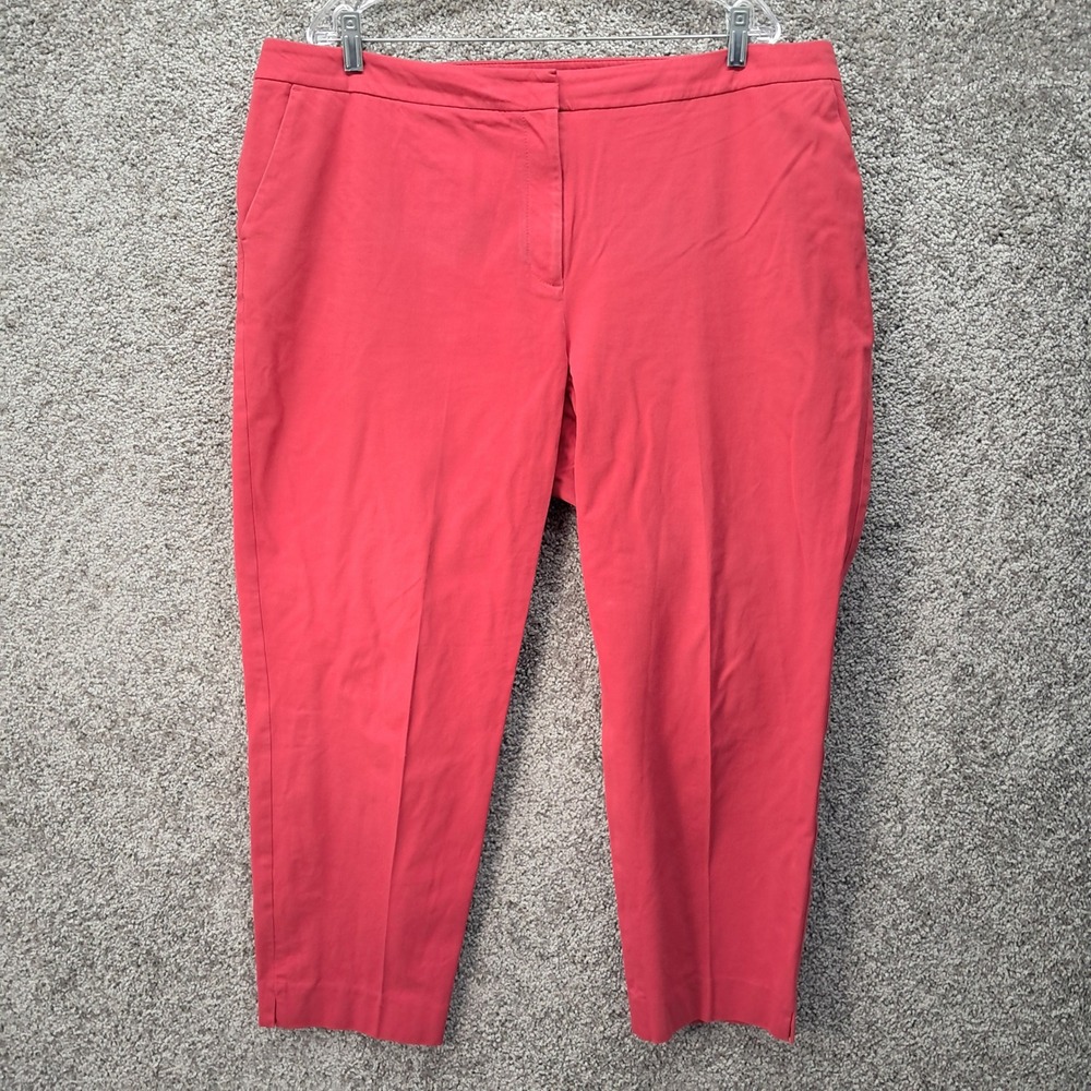 Talbots Hampshire Ankle Pants Womens 20W Coral Red Stretch Cotton Trousers